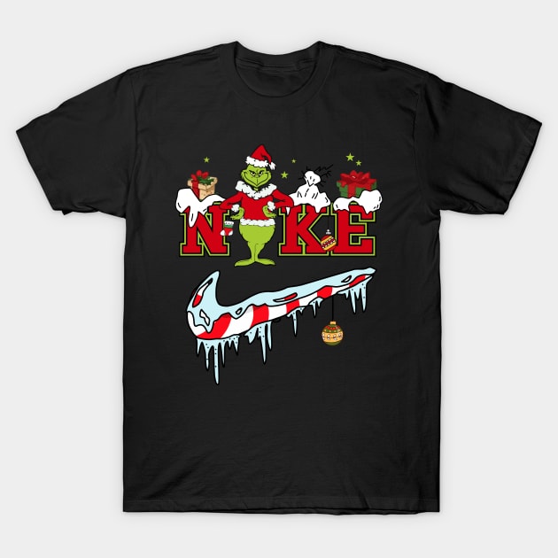 Funny Christmas Grinch Nke Christmas Grinch Snow T-Shirt by Archer Expressionism Style